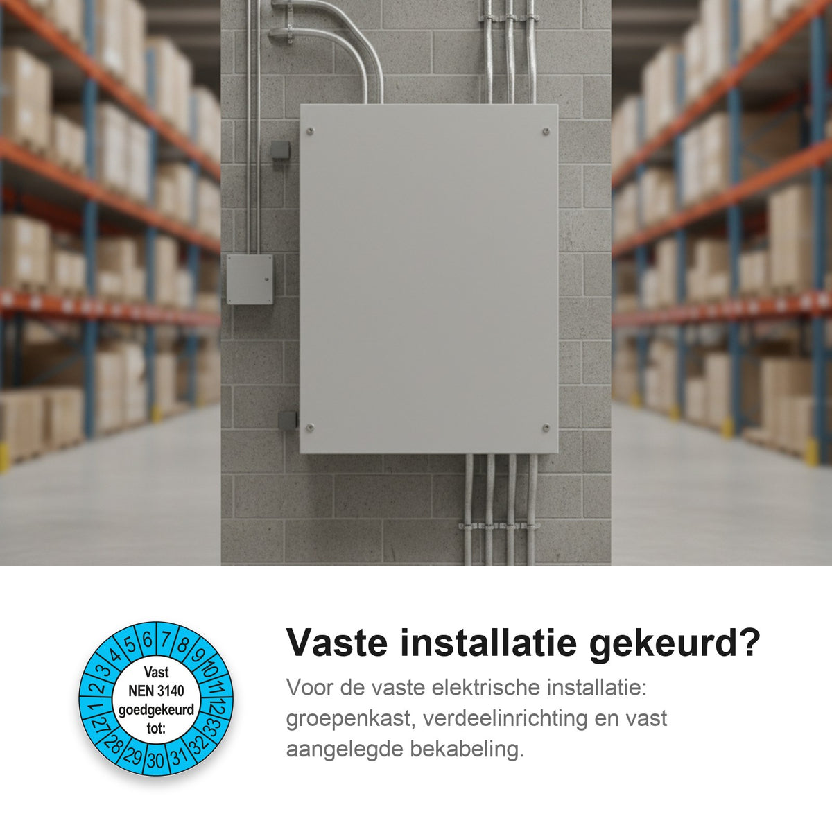sfeerbeeld Vast NEN 3140 Goedgekeurd tot Buiten Blauw