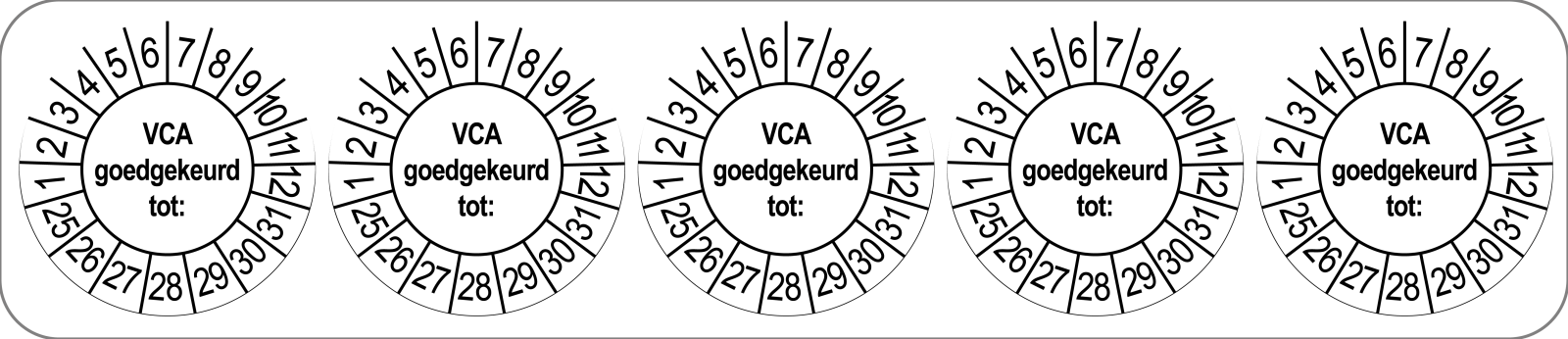 VCA Keuringsstickers | 50 stuks (10 strips) | 35mm Rond | Vinyl | Goedgekeurd - Ricard Pictogram stickers - 8718133053146