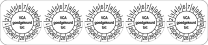 VCA Keuringsstickers | 50 stuks (10 strips) | 35mm Rond | Vinyl | Goedgekeurd - Ricard Pictogram stickers - 8718133053146