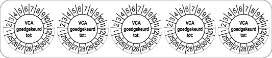 VCA Keuringsstickers | 50 stuks (10 strips) | 35mm Rond | Vinyl | Goedgekeurd - Ricard Pictogram stickers - 8718133053146