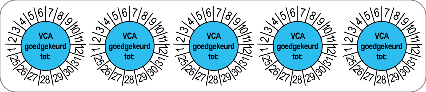 VCA Keuringsstickers | 50 stuks (10 strips) | 35mm Rond | Vinyl | Goedgekeurd - Ricard Pictogram stickers - 8718133053177