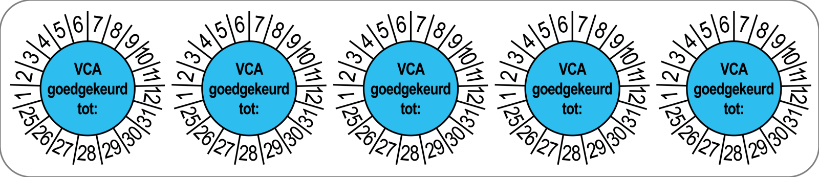 VCA Keuringsstickers | 50 stuks (10 strips) | 35mm Rond | Vinyl | Goedgekeurd - Ricard Pictogram stickers - 8718133053177