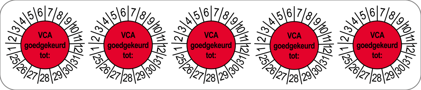 VCA Keuringsstickers | 50 stuks (10 strips) | 35mm Rond | Vinyl | Goedgekeurd - Ricard Pictogram stickers - 8718133053184