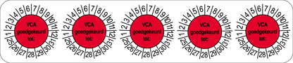VCA Keuringsstickers | 50 stuks (10 strips) | 35mm Rond | Vinyl | Goedgekeurd - Ricard Pictogram stickers - 8718133053184