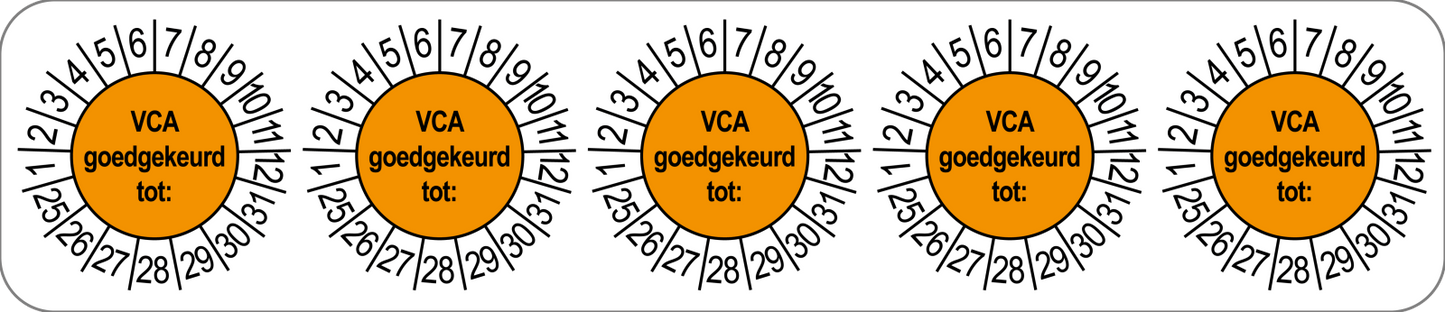 VCA Keuringsstickers | 50 stuks (10 strips) | 35mm Rond | Vinyl | Goedgekeurd - Ricard Pictogram stickers - 8718133053191