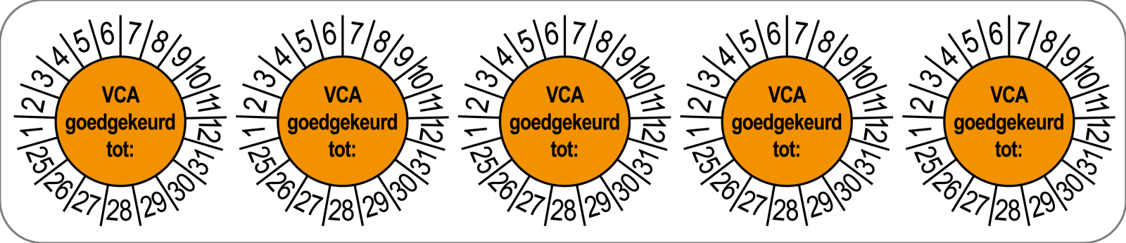 VCA Keuringsstickers | 50 stuks (10 strips) | 35mm Rond | Vinyl | Goedgekeurd - Ricard Pictogram stickers - 8718133053191