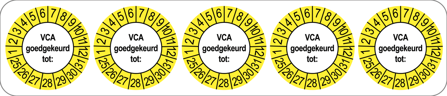 VCA Keuringsstickers | 50 stuks (10 strips) | 35mm Rond | Vinyl | Goedgekeurd - Ricard Pictogram stickers - 8718133053245