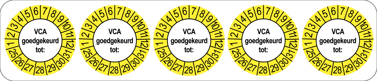 VCA Keuringsstickers | 50 stuks (10 strips) | 35mm Rond | Vinyl | Goedgekeurd - Ricard Pictogram stickers - 8718133053245