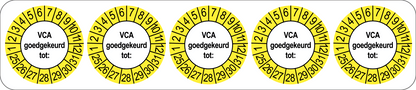 VCA Keuringsstickers | 50 stuks (10 strips) | 35mm Rond | Vinyl | Goedgekeurd - Ricard Pictogram stickers - 8718133053245
