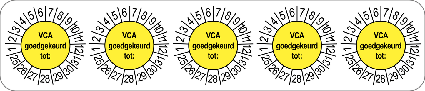 VCA Keuringsstickers | 50 stuks (10 strips) | 35mm Rond | Vinyl | Goedgekeurd - Ricard Pictogram stickers - 8718133053245