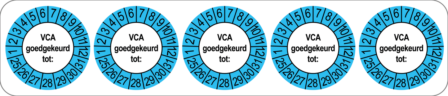 VCA Keuringsstickers | 50 stuks (10 strips) | 35mm Rond | Vinyl | Goedgekeurd - Ricard Pictogram stickers - 8718133053290