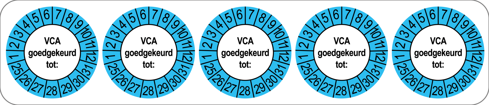 VCA Keuringsstickers | 50 stuks (10 strips) | 35mm Rond | Vinyl | Goedgekeurd - Ricard Pictogram stickers - 8718133053290