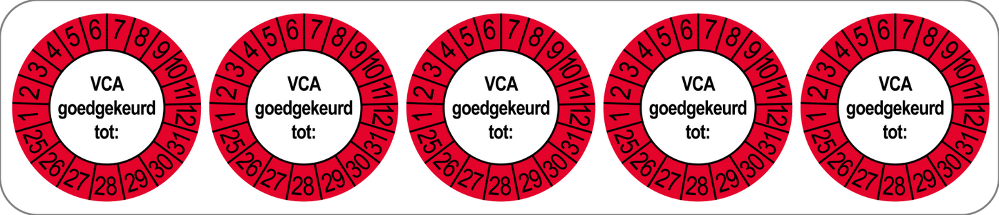 VCA Keuringsstickers | 50 stuks (10 strips) | 35mm Rond | Vinyl | Goedgekeurd - Ricard Pictogram stickers - 8718133053337