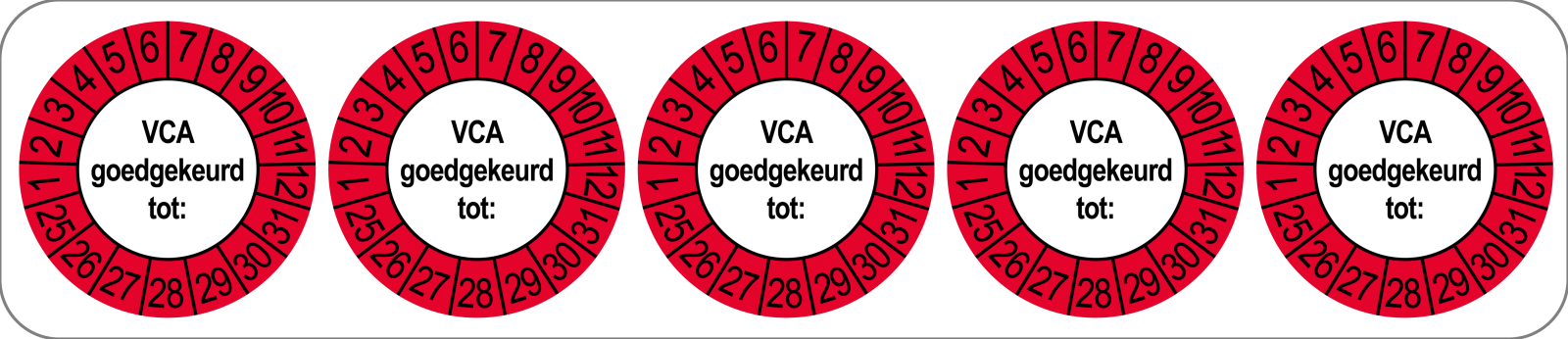 VCA Keuringsstickers | 50 stuks (10 strips) | 35mm Rond | Vinyl | Goedgekeurd - Ricard Pictogram stickers - 8718133053337