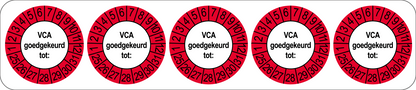 VCA Keuringsstickers | 50 stuks (10 strips) | 35mm Rond | Vinyl | Goedgekeurd - Ricard Pictogram stickers - 8718133053337