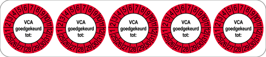 VCA Keuringsstickers | 50 stuks (10 strips) | 35mm Rond | Vinyl | Goedgekeurd - Ricard Pictogram stickers - 8718133053337