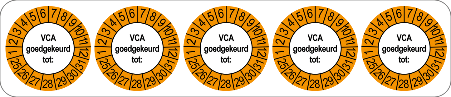 VCA Keuringsstickers | 50 stuks (10 strips) | 35mm Rond | Vinyl | Goedgekeurd - Ricard Pictogram stickers - 8718133053375