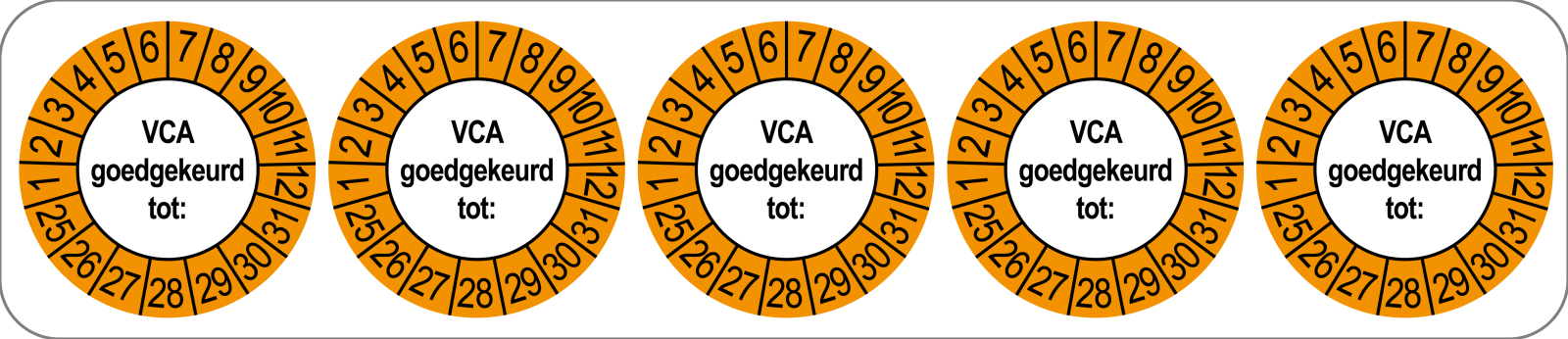 VCA Keuringsstickers | 50 stuks (10 strips) | 35mm Rond | Vinyl | Goedgekeurd - Ricard Pictogram stickers - 8718133053375