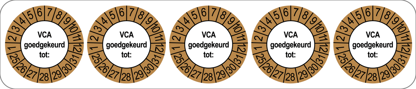 VCA Keuringsstickers | 50 stuks (10 strips) | 35mm Rond | Vinyl | Goedgekeurd - Ricard Pictogram stickers - 8718133053399