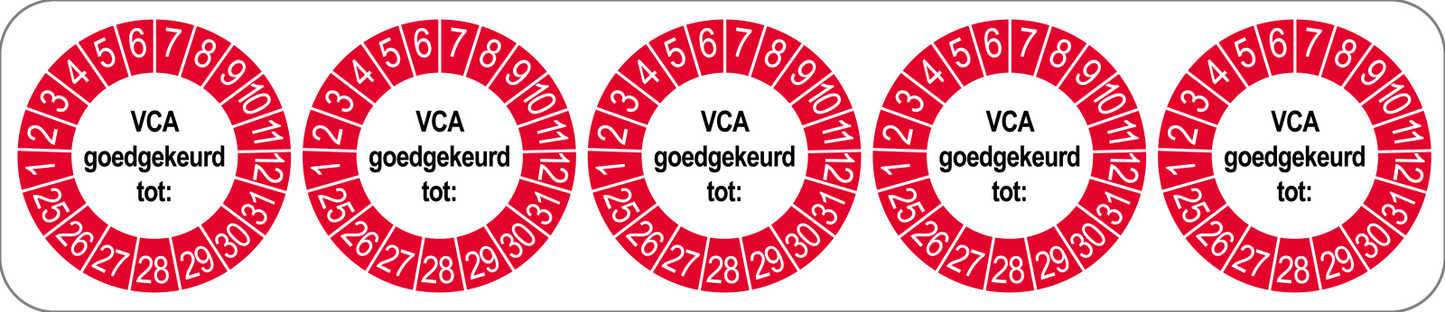 VCA Keuringsstickers | 50 stuks (10 strips) | 35mm Rond | Vinyl | Goedgekeurd - Ricard Pictogram stickers - 8718133053429