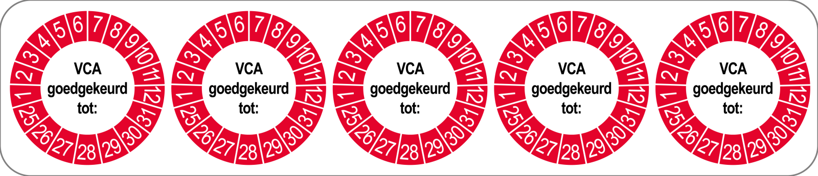 VCA Keuringsstickers | 50 stuks (10 strips) | 35mm Rond | Vinyl | Goedgekeurd - Ricard Pictogram stickers - 8718133053429