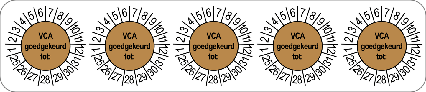 VCA Keuringsstickers | 50 stuks (10 strips) | 35mm Rond | Vinyl | Goedgekeurd - Ricard Pictogram stickers - 8718133053436