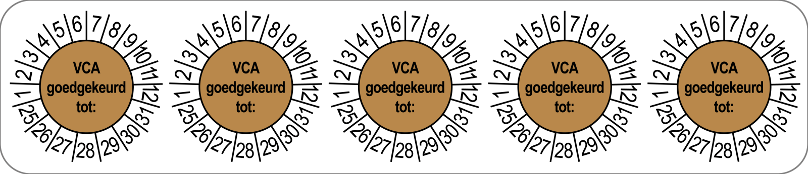 VCA Keuringsstickers | 50 stuks (10 strips) | 35mm Rond | Vinyl | Goedgekeurd - Ricard Pictogram stickers - 8718133053436