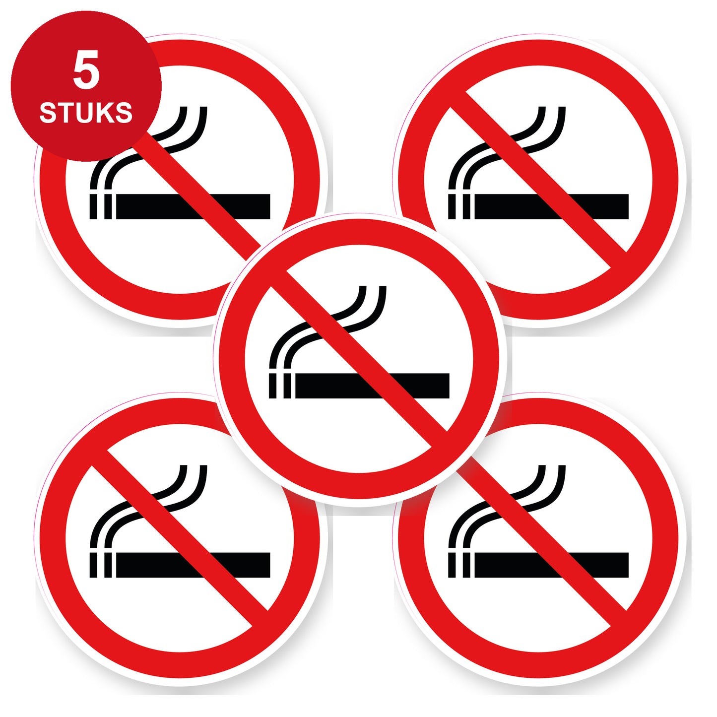 5x Verboden te Roken Stickers | Ø 20 cm | ISO 7010 P002 - 5 stuks