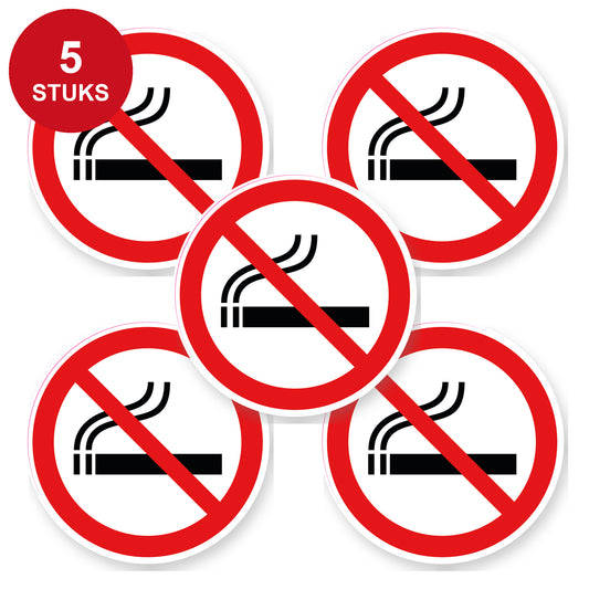 5x Verboden te Roken Stickers | Ø 20 cm | ISO 7010 P002 - 5 stuks