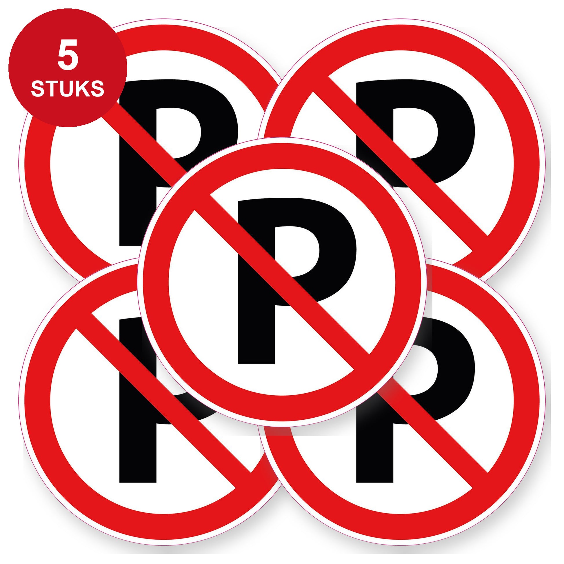Niet Parkeren Sticker | 5 stuks Ø 20 cm | Verboden te parkeren vinyl - 5 stuks
