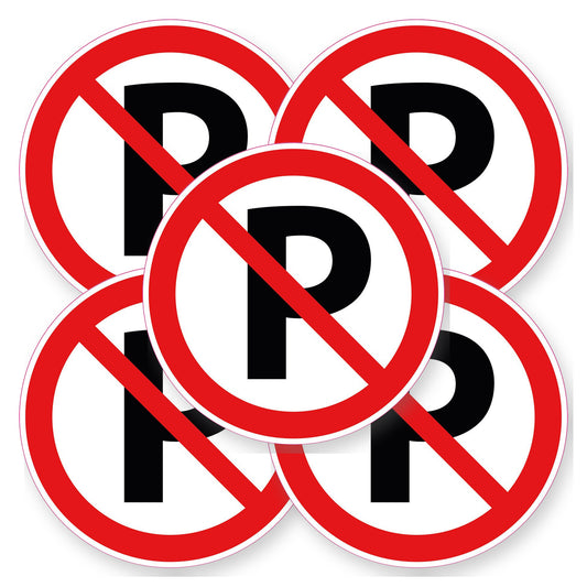 Niet Parkeren Sticker | 5 stuks Ø 20 cm | Verboden te parkeren vinyl - set van 5 stickers