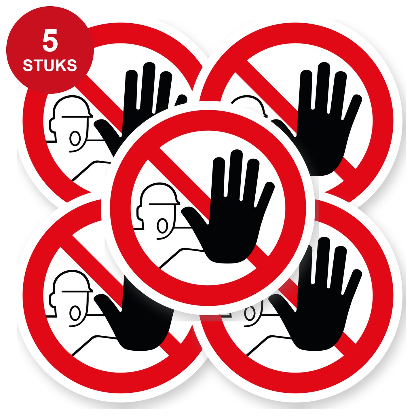 Verboden Toegang Sticker | 5 stuks Ø 20 cm | Vinyl pictogramsticker - 5 stuks