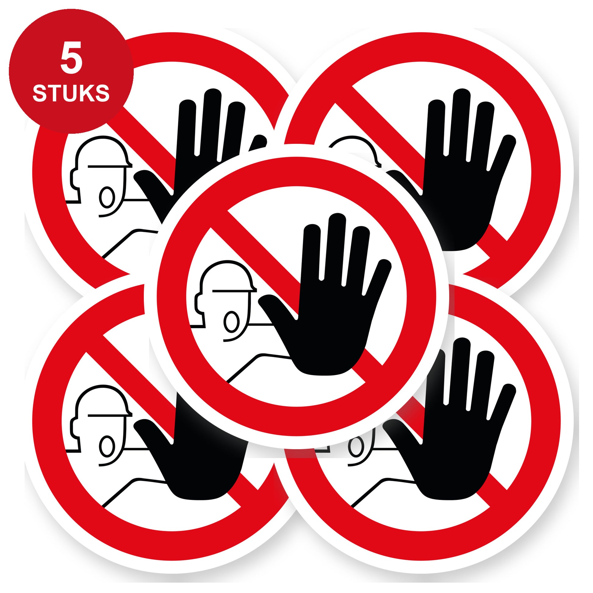 Verboden Toegang Sticker | 5 stuks Ø 20 cm | Vinyl pictogramsticker - 5 stuks