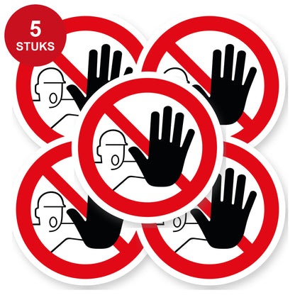 Verboden Toegang Sticker | 5 stuks Ø 20 cm | Vinyl pictogramsticker - 5 stuks