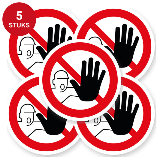 Verboden Toegang Sticker | 5 stuks Ø 20 cm | Vinyl pictogramsticker - 5 stuks