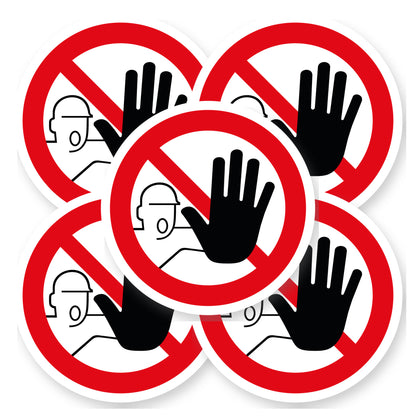 Verboden Toegang Sticker | 5 stuks Ø 20 cm | Vinyl pictogramsticker - set van 5 stickers