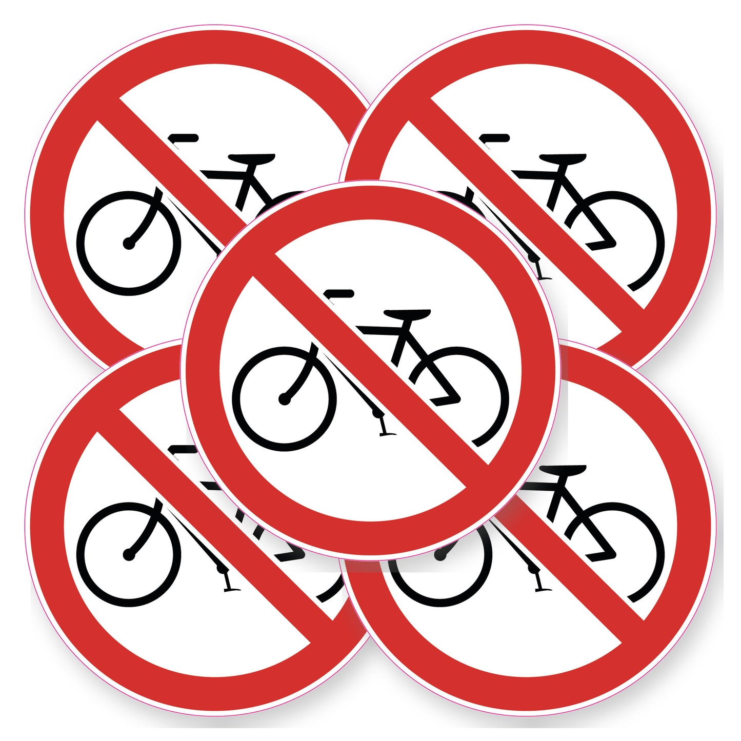 Geen fietsen plaatsen sticker | 5 stuks van 20 cm | Verbodssticker - set van 5 stickers