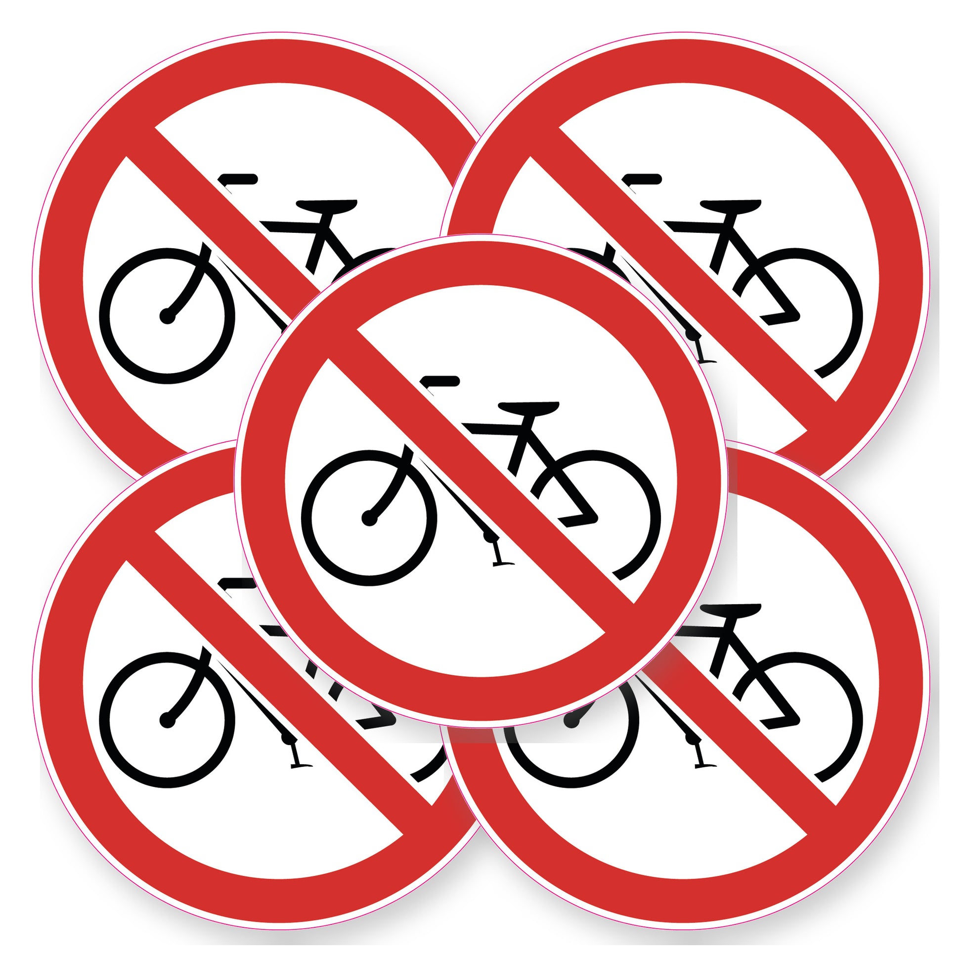 Geen fietsen plaatsen sticker | 5 stuks van 20 cm | Verbodssticker - set van 5 stickers