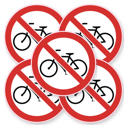 Geen fietsen plaatsen sticker | 5 stuks van 20 cm | Verbodssticker - set van 5 stickers
