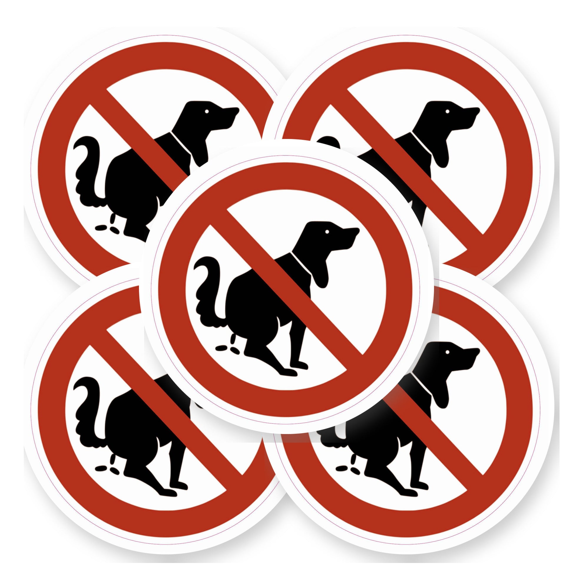Geen hondenpoep sticker | 5 stuks van 20 cm | Pictogram vinyl - set van 5 stickers