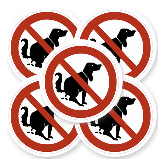 Geen hondenpoep sticker | 5 stuks van 20 cm | Pictogram vinyl - set van 5 stickers