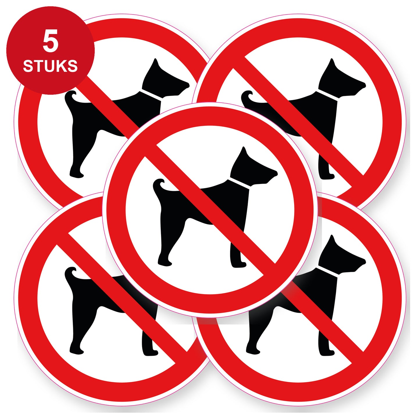 Verboden voor honden sticker 20 cm | 5 stuks | Pictogram vinyl - 5 stuks
