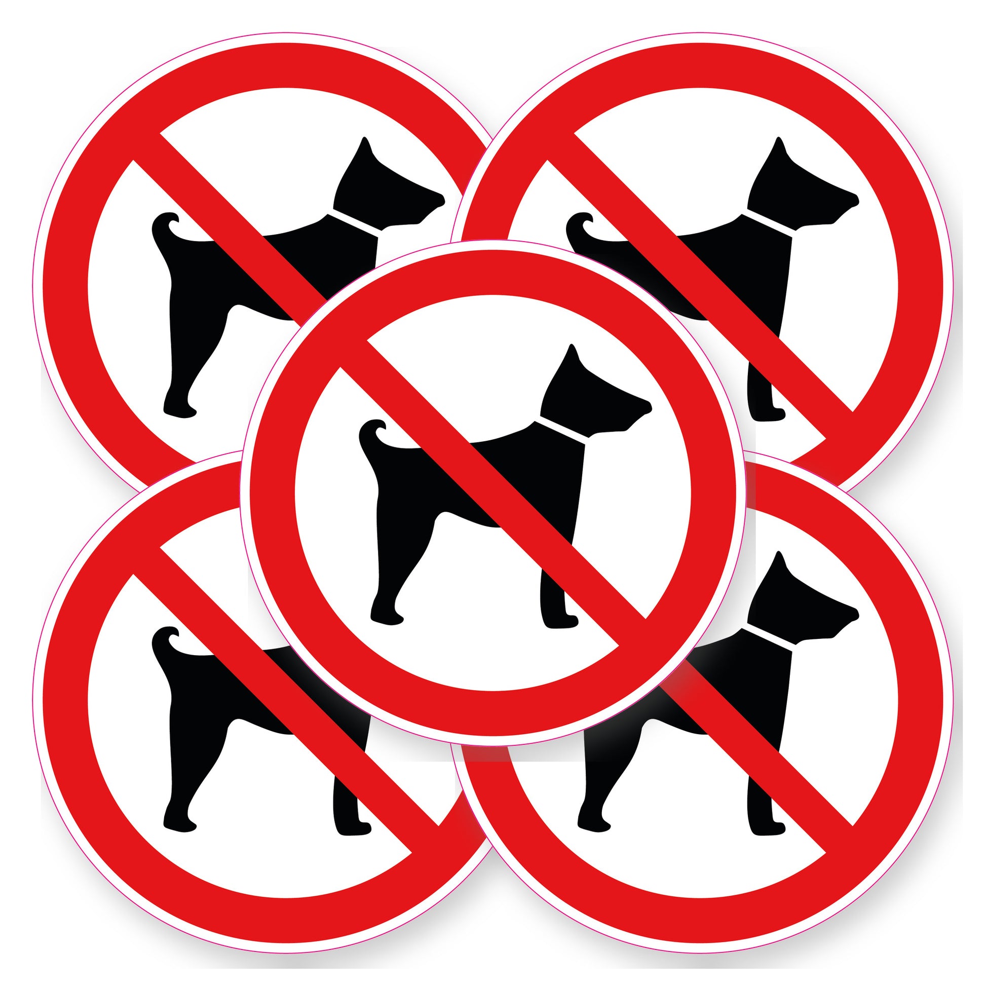 Verboden voor honden sticker 20 cm | 5 stuks | Pictogram vinyl - set van 5 stickers