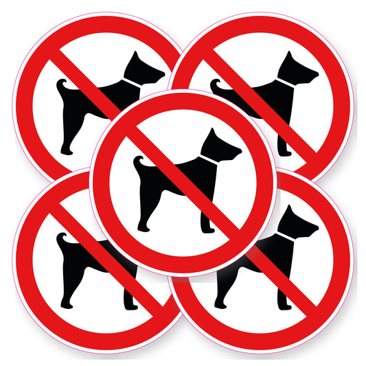 Verboden voor honden sticker 20 cm | 5 stuks | Pictogram vinyl - set van 5 stickers