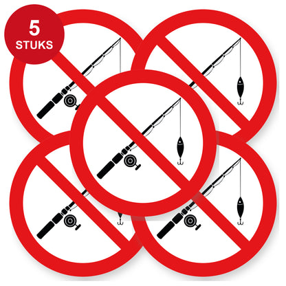 Verboden te vissen sticker 20 cm | 5 stuks | Pictogram vinyl - 5 stuks