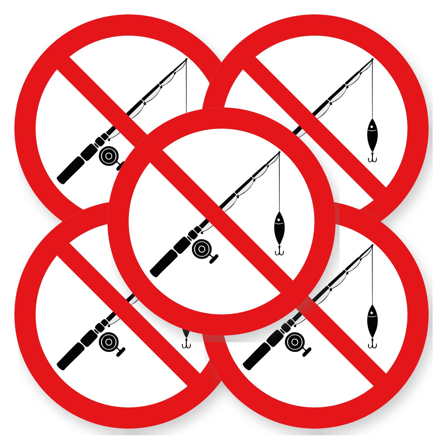 Verboden te vissen sticker 20 cm | 5 stuks | Pictogram vinyl - set van 5 stickers
