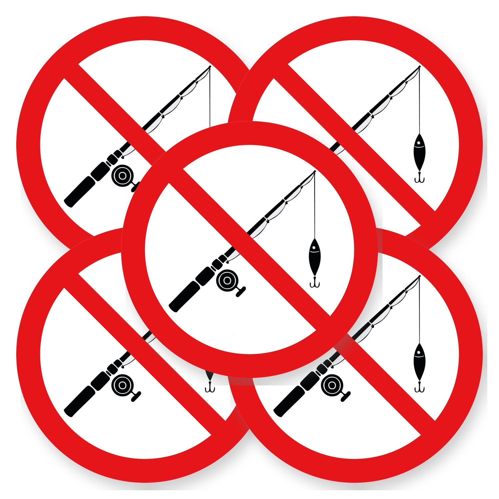 Verboden te vissen sticker 20 cm | 5 stuks | Pictogram vinyl - set van 5 stickers