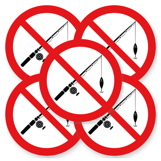 Verboden te vissen sticker 20 cm | 5 stuks | Pictogram vinyl - set van 5 stickers