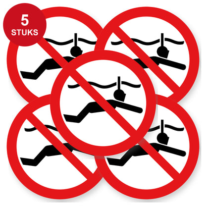 Verboden te snorkelen sticker 20 cm | 5 stuks | Pictogram vinyl - 5 stuks