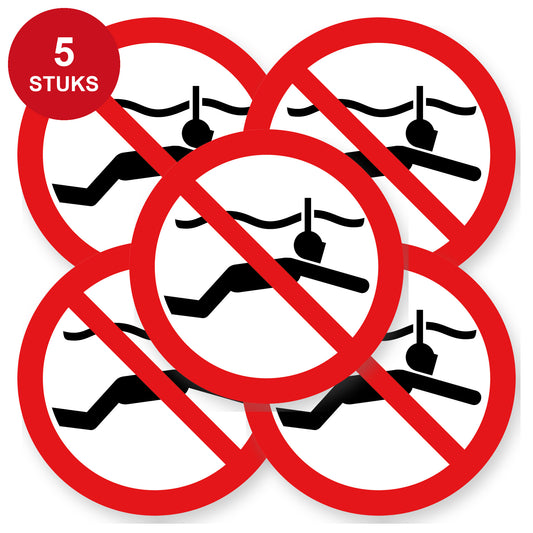 Verboden te snorkelen sticker 20 cm | 5 stuks | Pictogram vinyl - 5 stuks